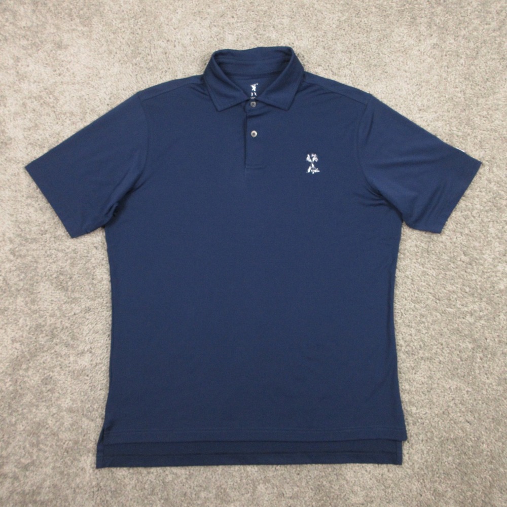 Fairway & Greene Polo Shirt Mens Small Navy Blue Solid Tomahawk Native American‎